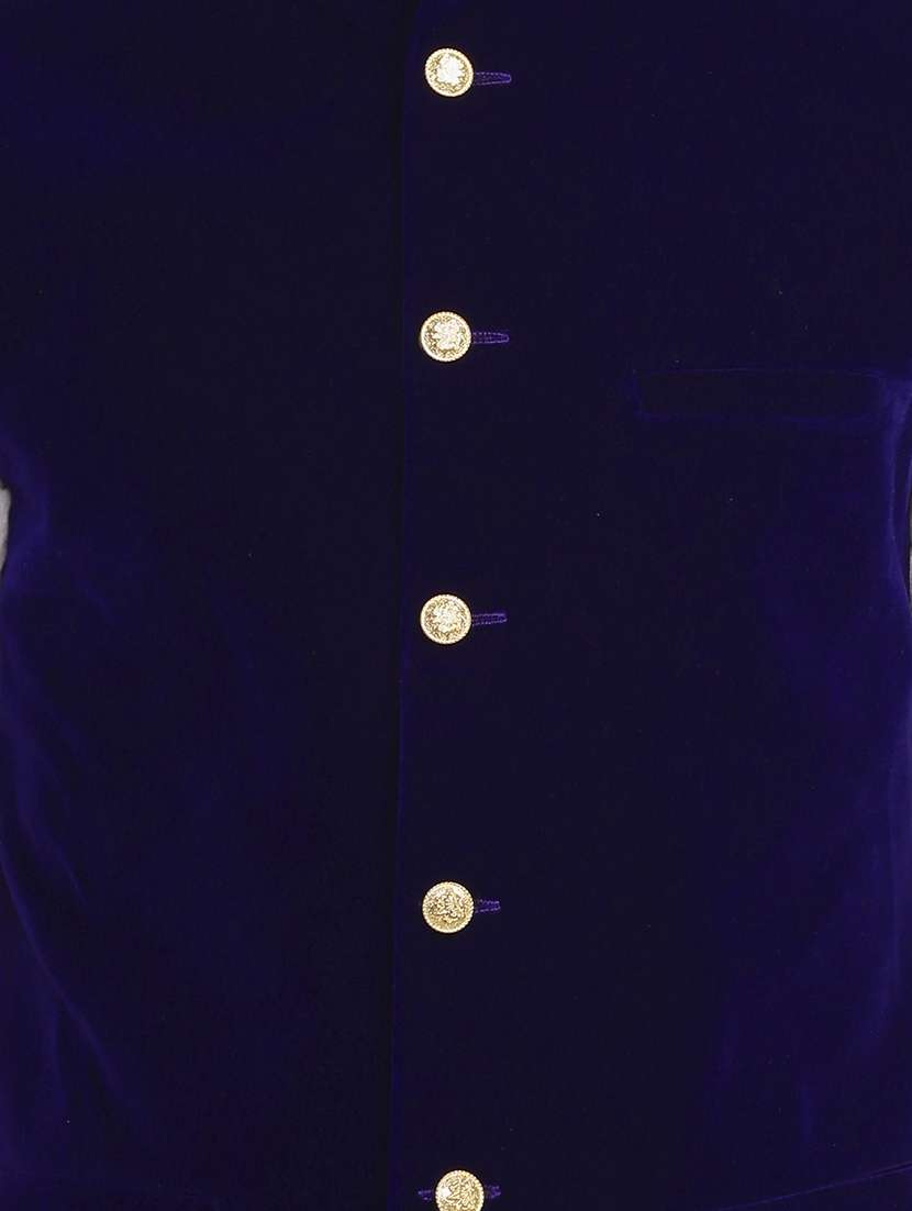 blue velvet nehru jacket - 11714762 - Standard Image - 2