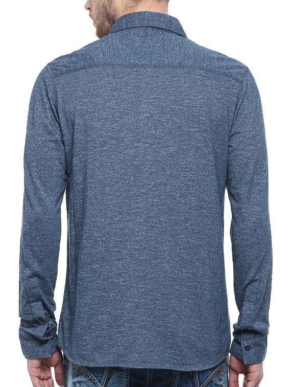 mufti mens blue slim fit mid rise casual shirts - 11716002 - Standard Image - 2