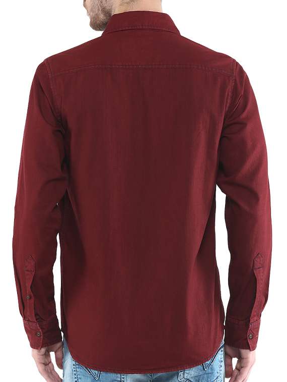 mufti mens red slim fit mid rise casual shirts - 11716010 -  Standard Image - 2