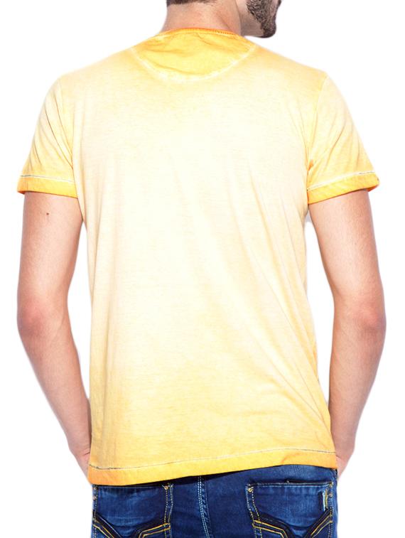 mufti mens yellow slim fit mid rise tshirts - 11716023 - Standard Image - 2