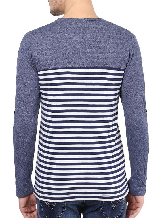 mufti mens blue slim fit mid rise tshirts - 11716045 - Standard Image - 2
