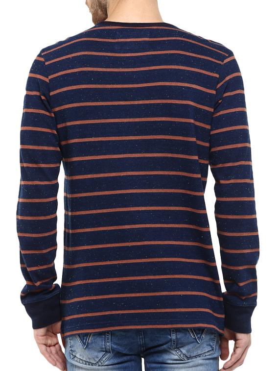 mufti mens orange slim fit mid rise tshirts - 11716054 - Standard Image - 2