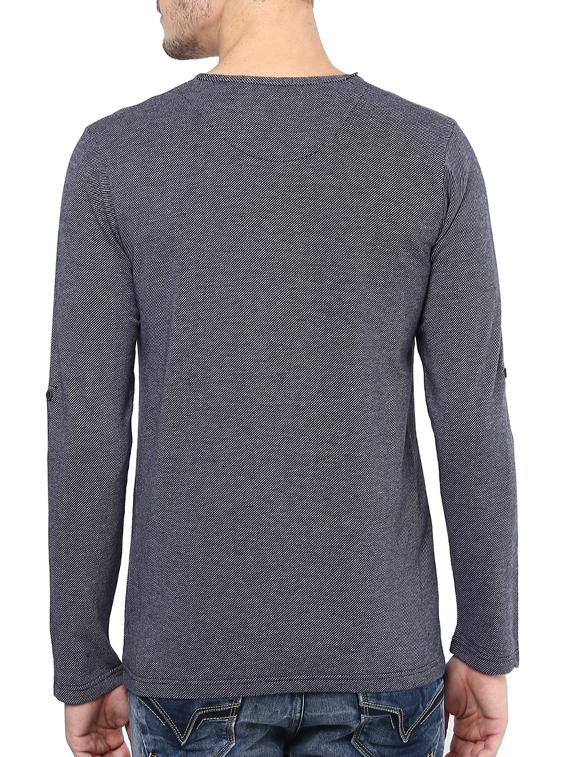 mufti mens blue slim fit mid rise tshirts - 11716073 - Standard Image - 2