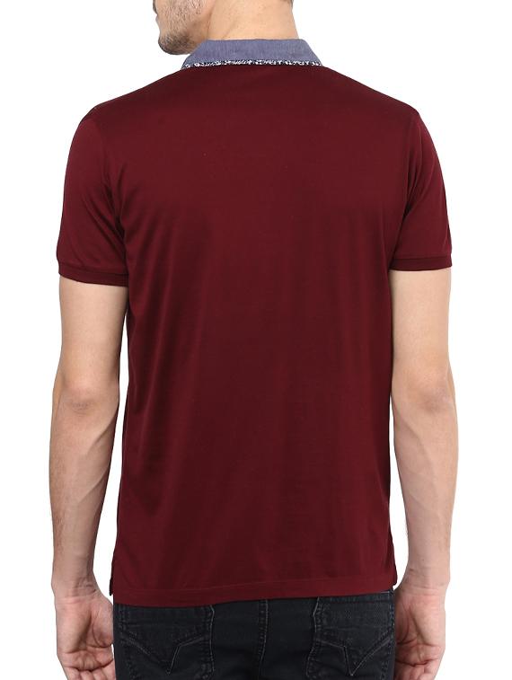 mufti mens maroon slim fit mid rise tshirts - 11716092 - Standard Image - 2