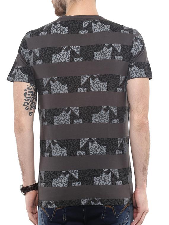 mufti mens grey slim fit mid rise tshirts - 11716099 - Standard Image - 2