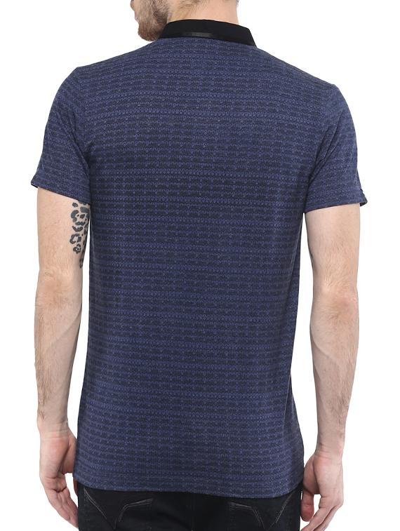 mufti mens blue slim fit mid rise tshirts - 11716111 - Standard Image - 2