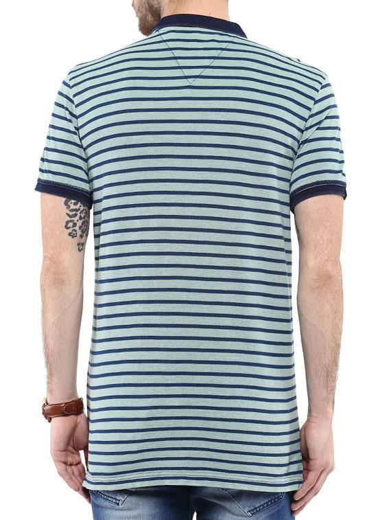 mufti mens green slim fit mid rise tshirts - 11716124 - Standard Image - 2