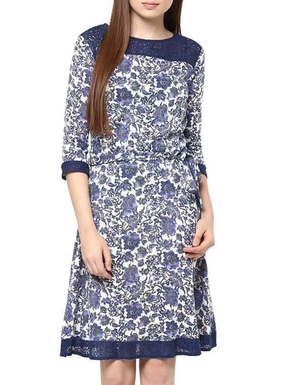 blue cotton a-line dress