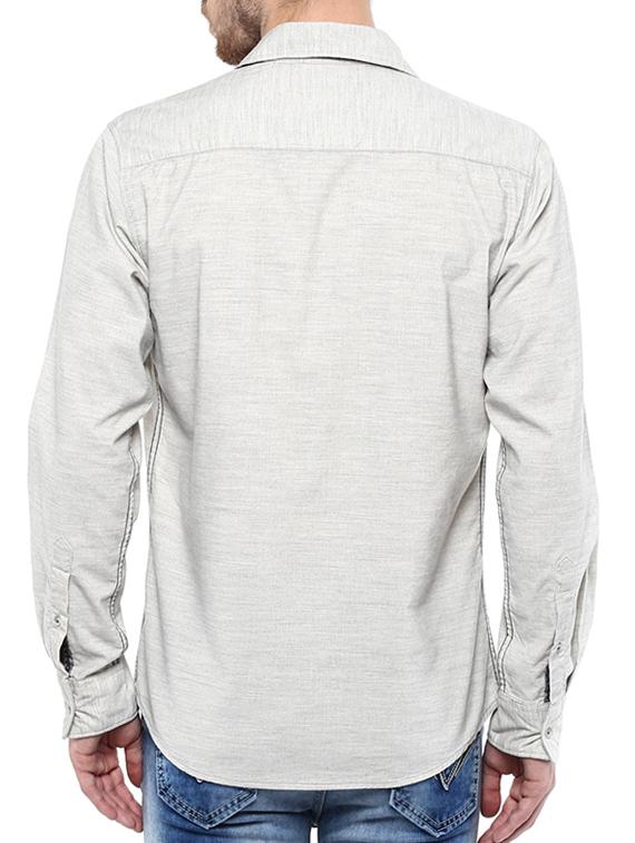 mufti mens ecru slim fit mid rise casual shirts - 11716577 - Standard Image - 2