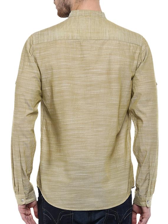 mufti mens khaki slim fit mid rise casual shirts - 11716578 - Standard Image - 2
