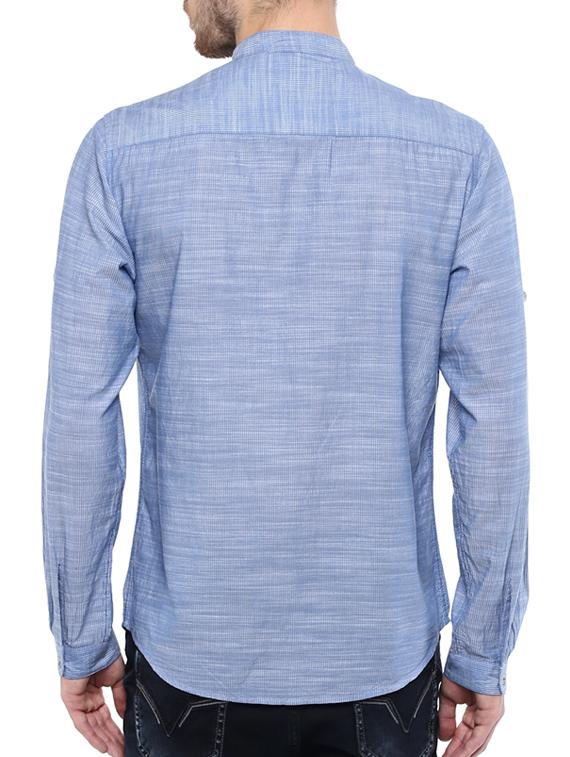 mufti mens blue slim fit mid rise casual shirts - 11716579 - Standard Image - 2
