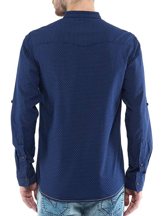 navy blue cotton casual shirt - 11716582 - Standard Image - 2