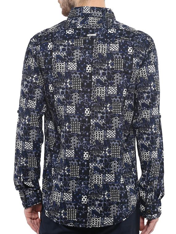 mufti mens blue slim fit mid rise casual shirts - 11716594 - Standard Image - 2