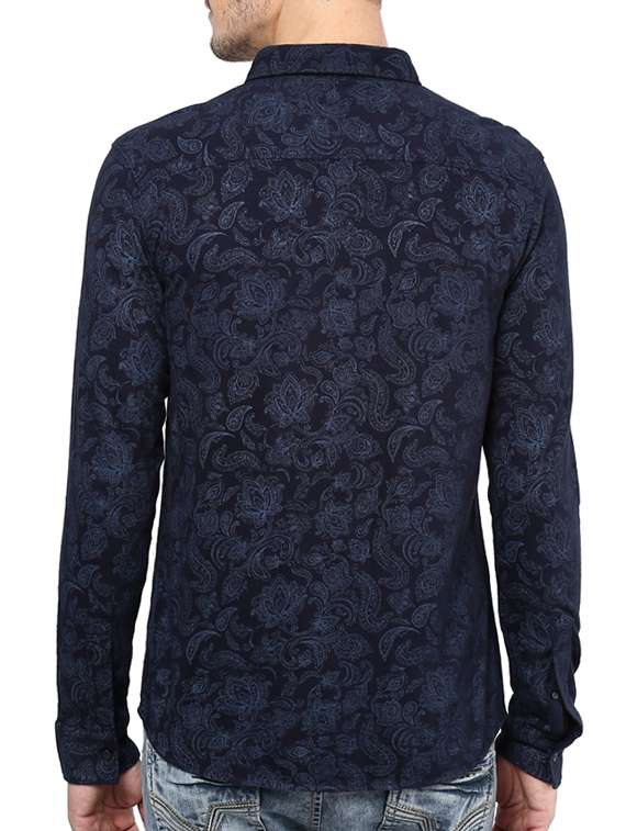 navy blue cotton casual shirt - 11716601 - Standard Image - 2