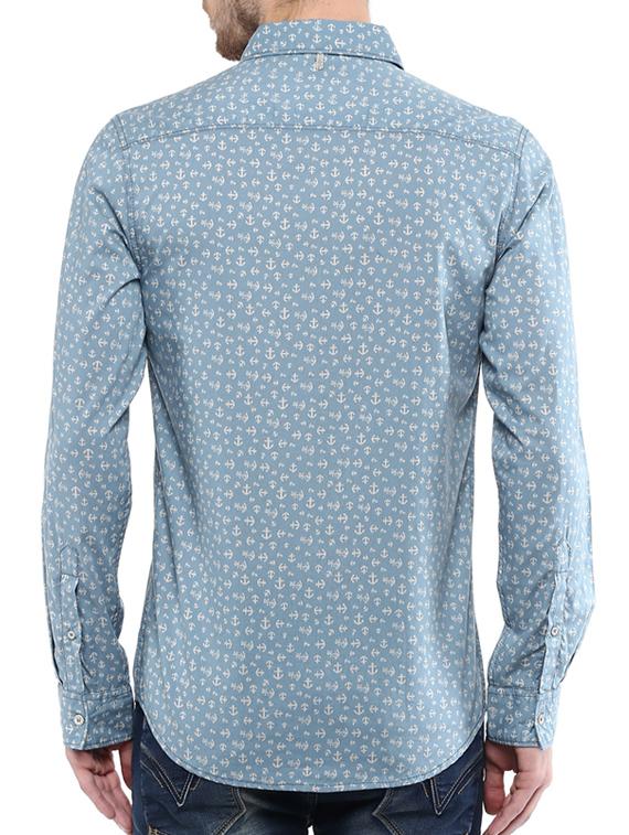 mufti mens blue slim fit mid rise casual shirts - 11716603 - Standard Image - 2