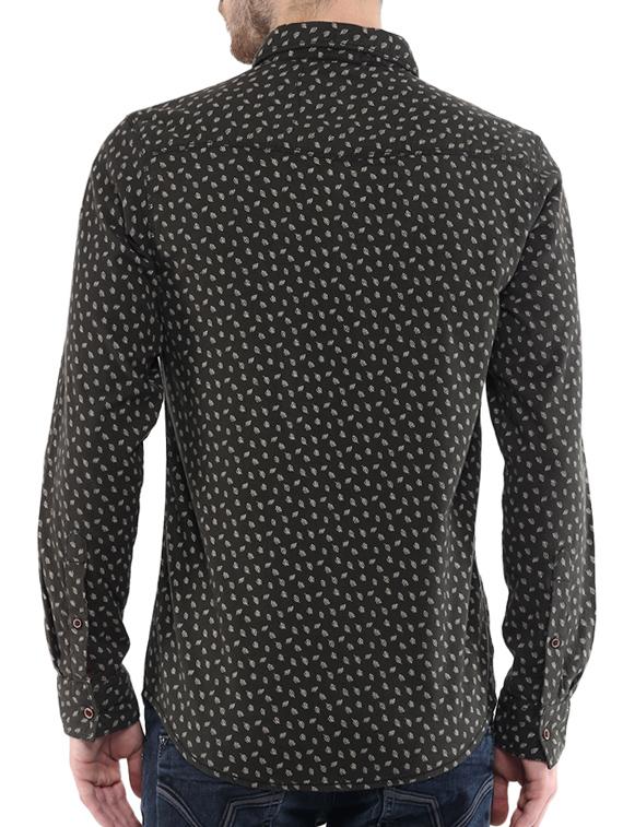 mufti mens olive slim fit mid rise casual shirts - 11716610 - Standard Image - 2