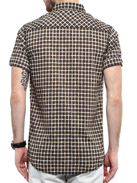 brown cotton check casual shirt - 11716614 - Standard Image - 2