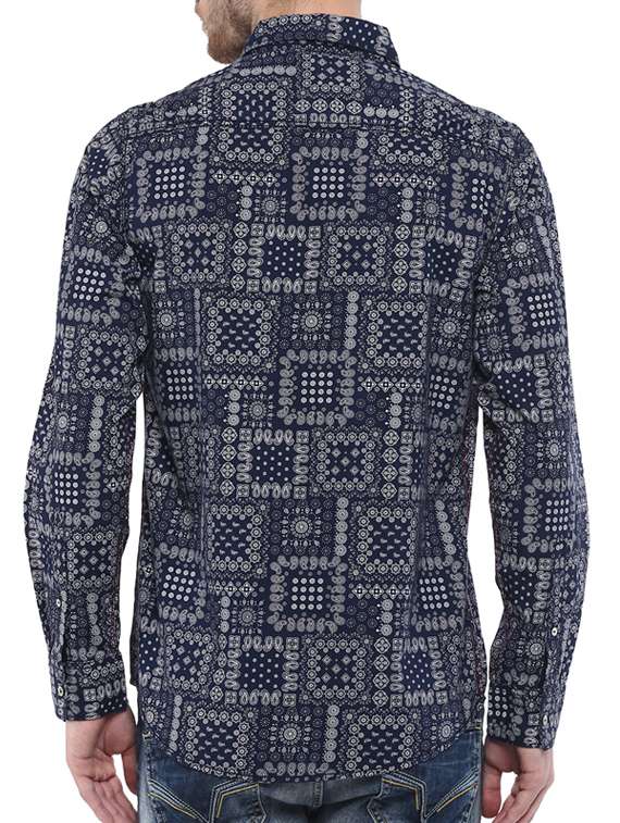navy blue cotton casual shirt - 11716623 - Standard Image - 2
