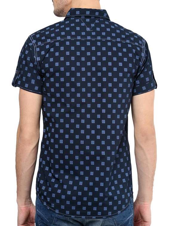 navy blue cotton casual shirt - 11716644 - Standard Image - 2