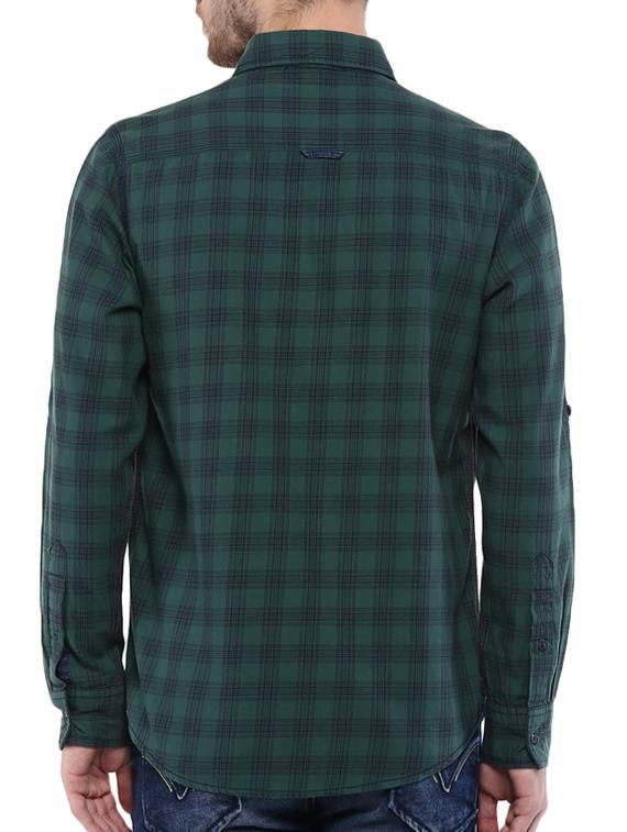mufti mens green slim fit mid rise casual shirts - 11716656 - Standard Image - 2