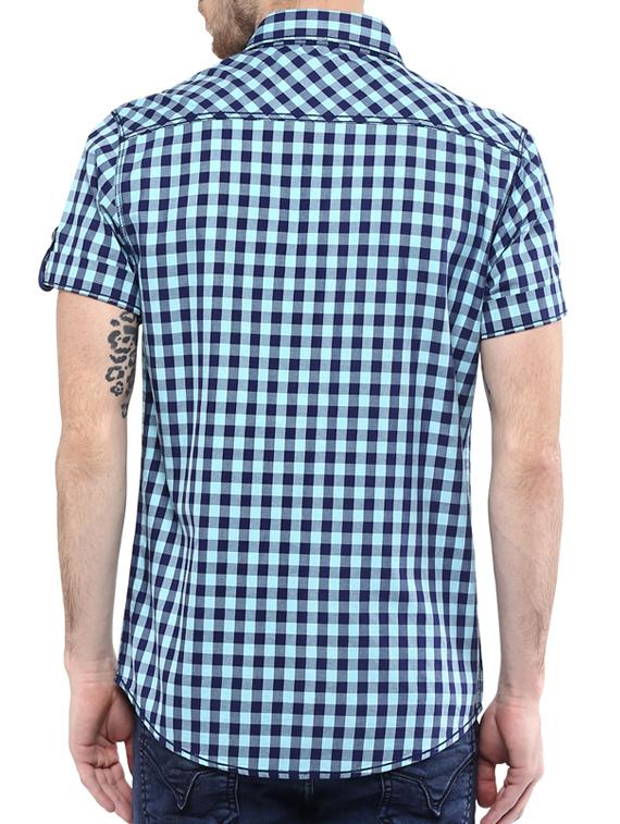 mufti mens turqouise slim fit mid rise casual shirts - 11716662 - Standard Image - 2