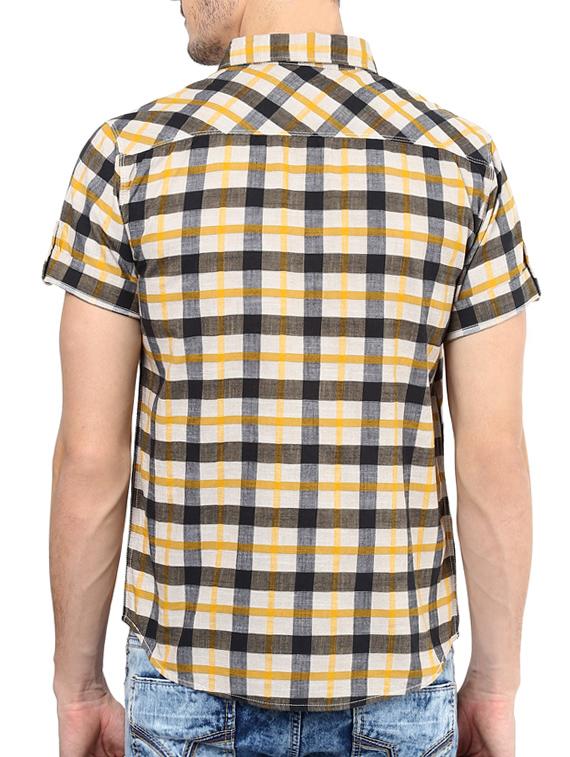 mufti mens mustard slim fit mid rise casual shirts - 11716681 - Standard Image - 2