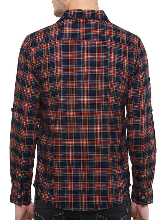 navy blue cotton casual shirt - 11716683 - Standard Image - 2