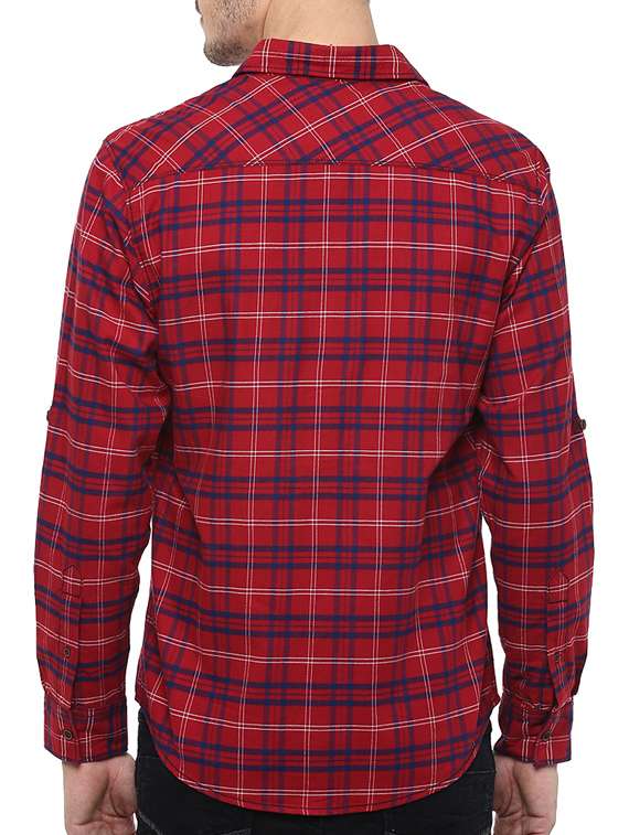 mufti mens red slim fit mid rise casual shirts - 11716684 -  Standard Image - 2
