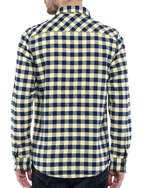 mufti mens yellow slim fit mid rise casual shirts - 11716686 - Standard Image - 2