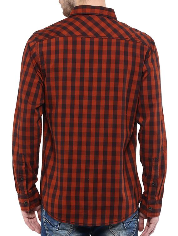 mufti mens rust slim fit mid rise casual shirts - 11716690 - Standard Image - 2