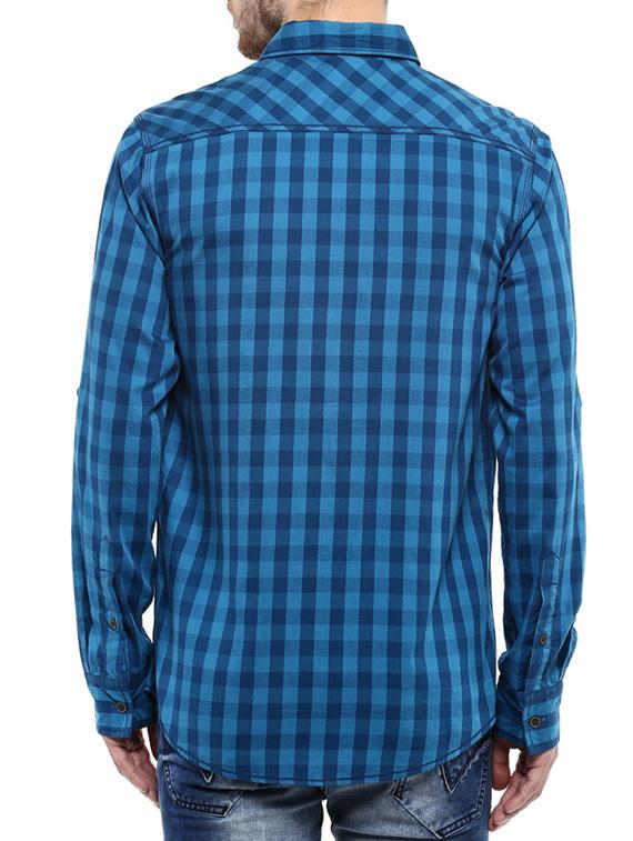 mufti mens blue slim fit mid rise casual shirts - 11716691 - Standard Image - 2