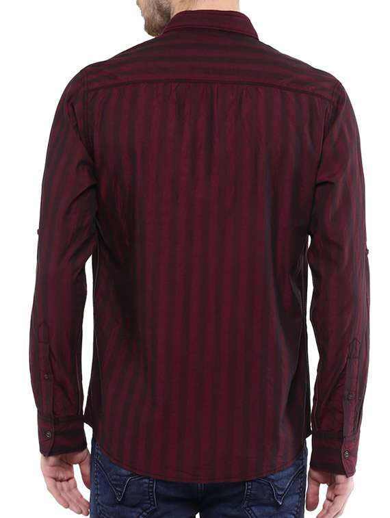 mufti mens wine slim fit mid rise casual shirts - 11716692 -  Standard Image - 2