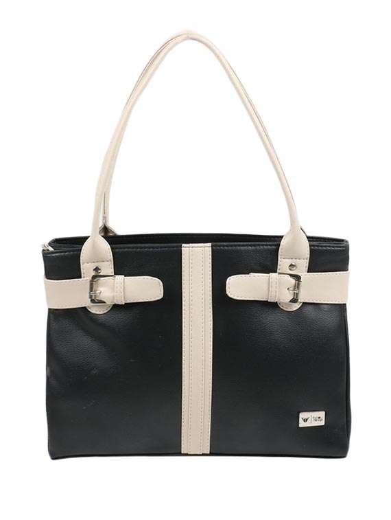 black leatherette handbag