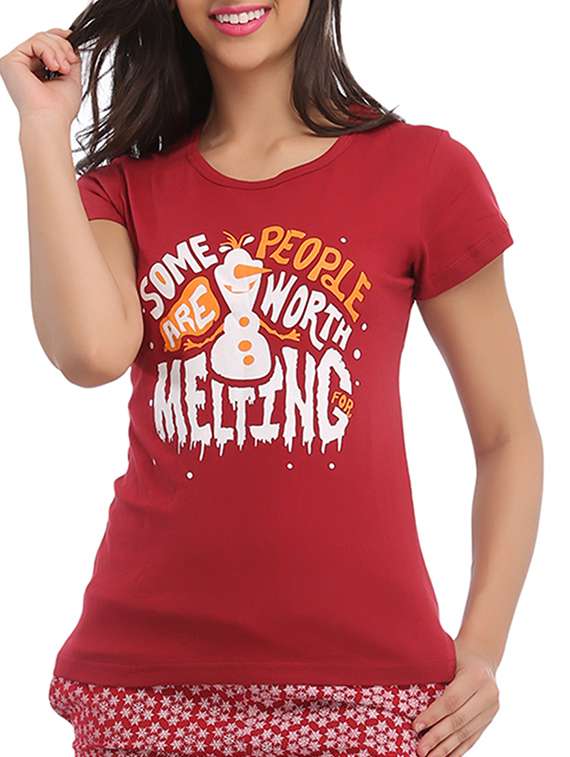 women's front print round neck t-shirt