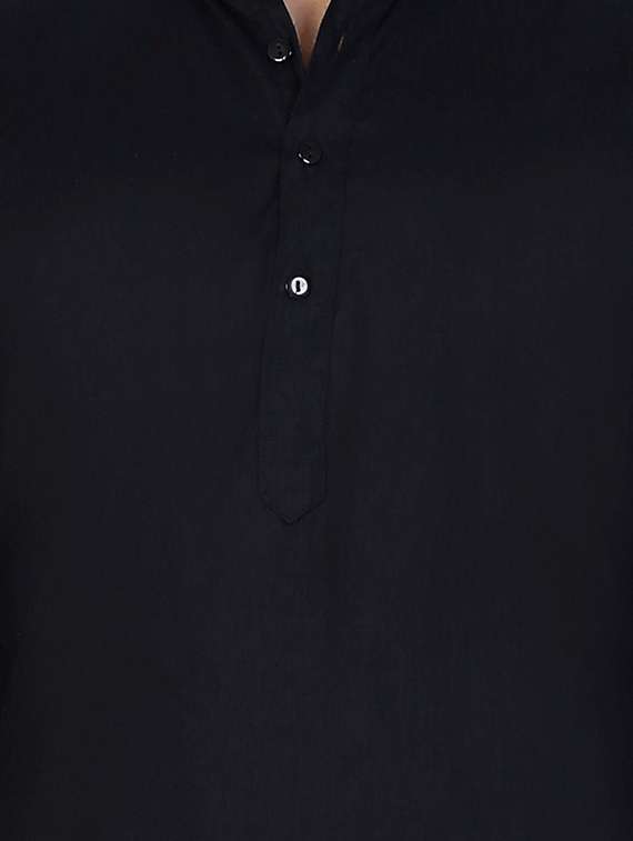 solid black cotton kurta - 11727952 -  Standard Image - 2