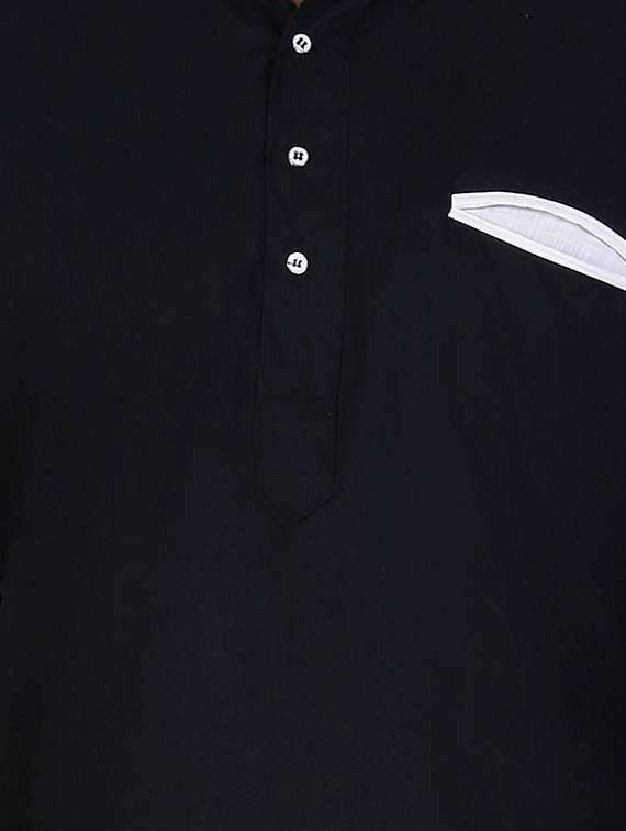 solid black cotton kurta - 11727956 -  Standard Image - 2