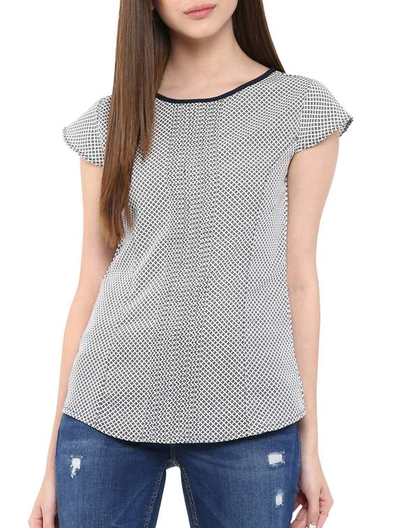 monochrome pin-tucked top