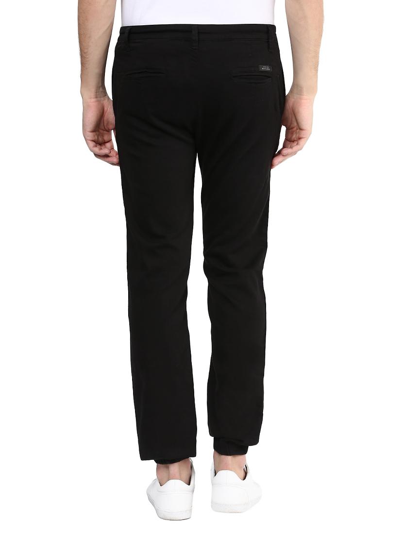 mufti mens black regular fit mid rise trousers - 11737315 - Standard Image - 2