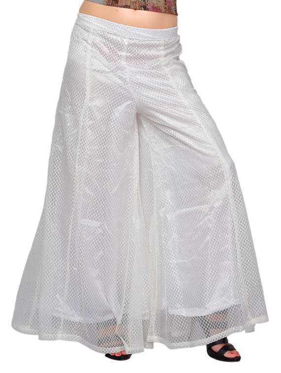 solid white net palazzo