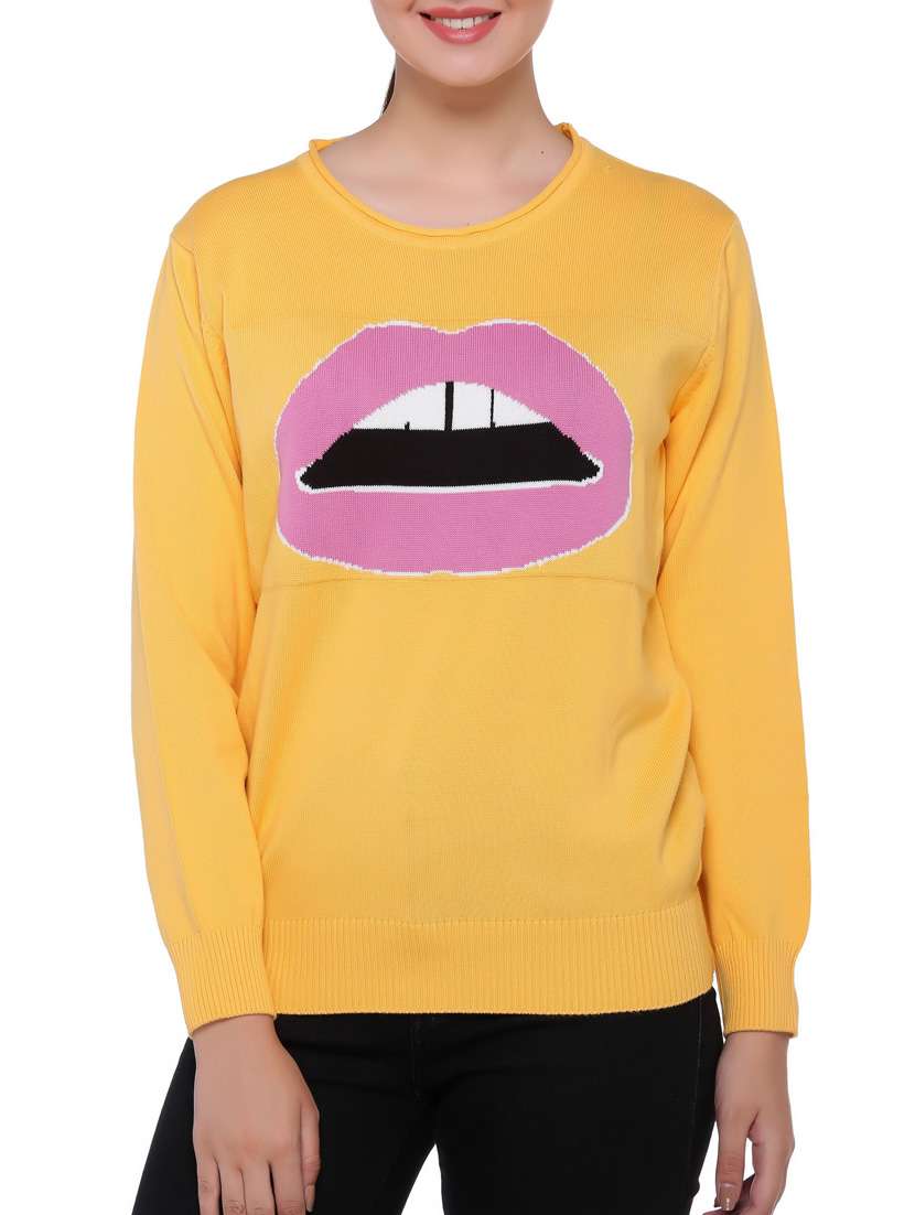 yellow cotton knit pullover