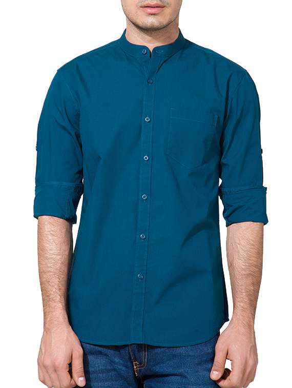 blue cotton casual shirt