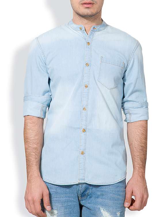 blue cotton casual shirt