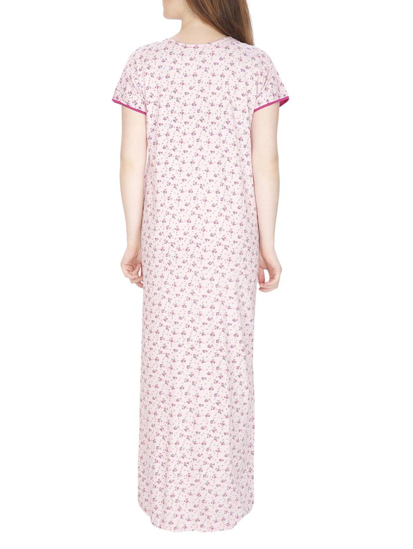 white printed cotton nighty - 11748349 - Standard Image - 2
