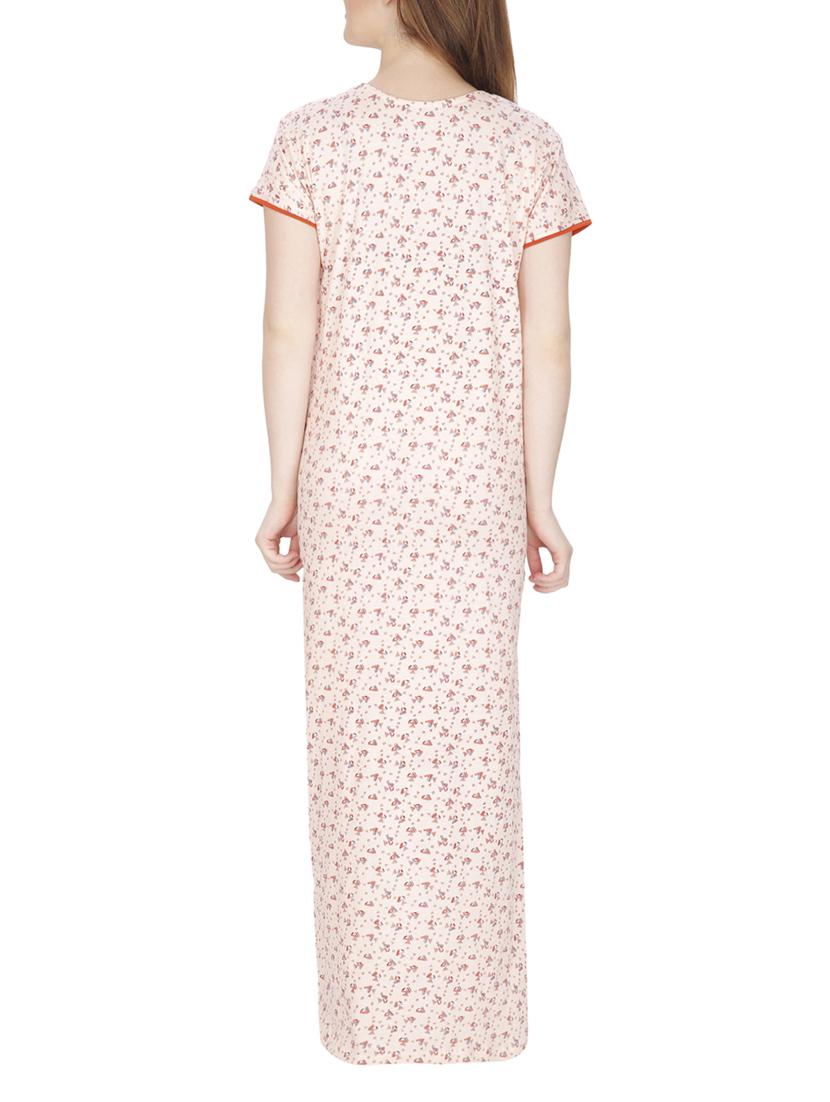 white printed cotton nighty - 11748351 - Standard Image - 2