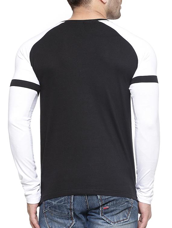 black cotton colour block t-shirt - 11756300 - Standard Image - 2