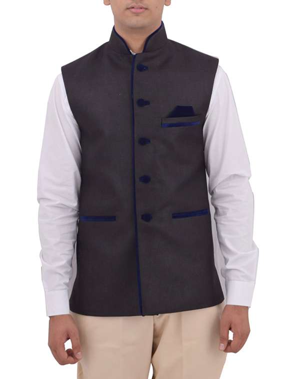 black cotton nehru jacket