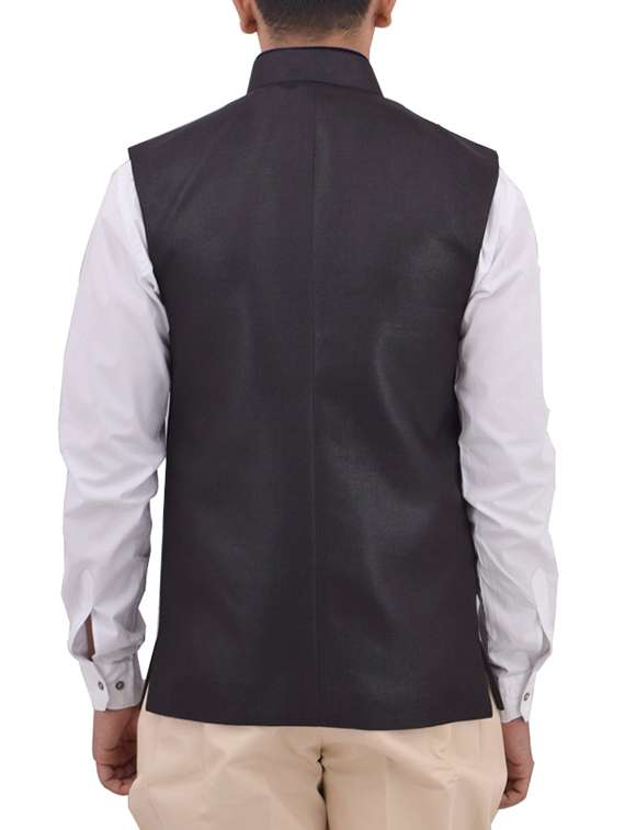 black cotton nehru jacket - 11757434 -  Standard Image - 2