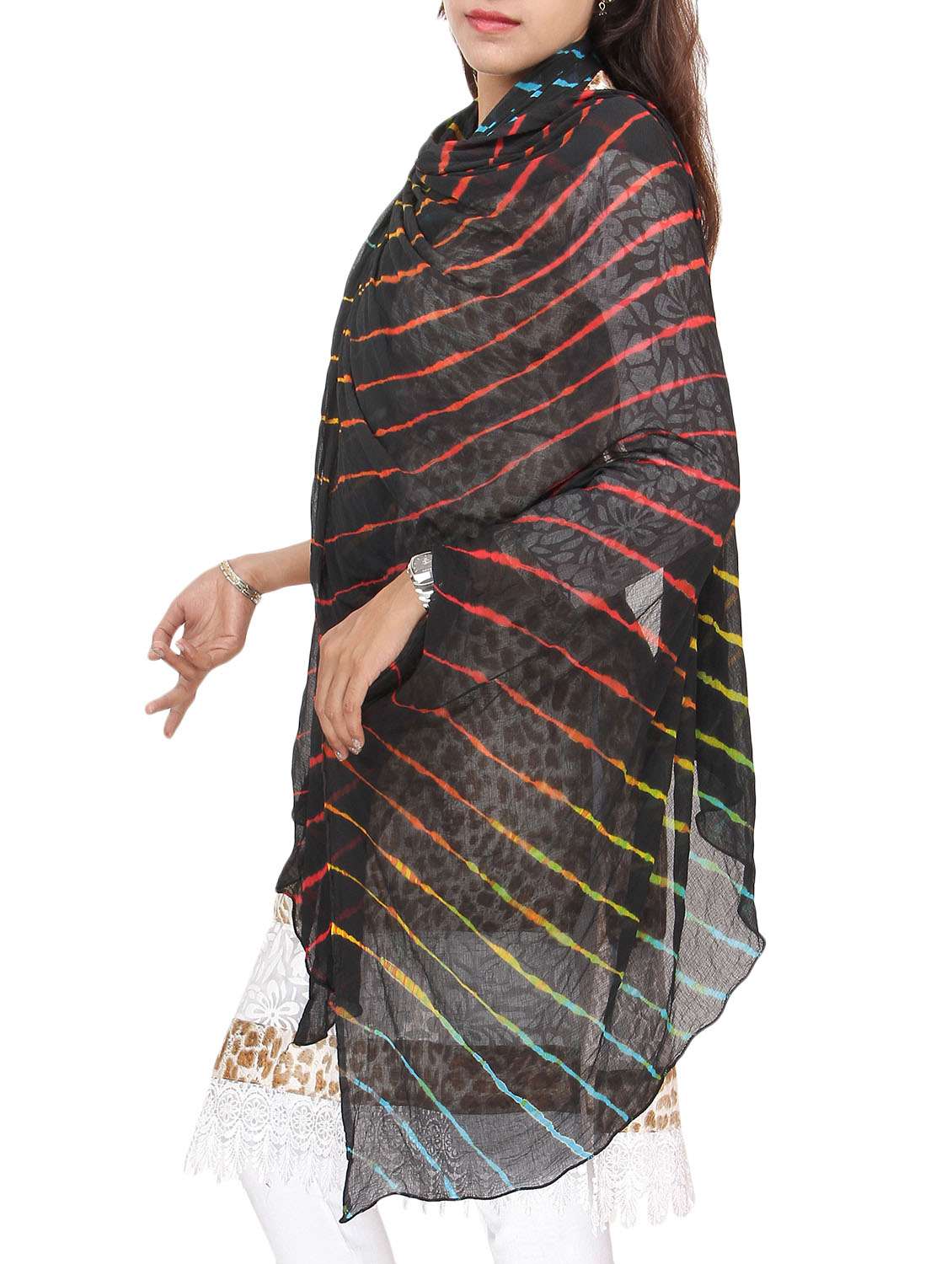black tie & dye dupatta