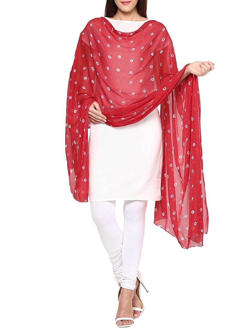 red georgette tie & dye dupatta
