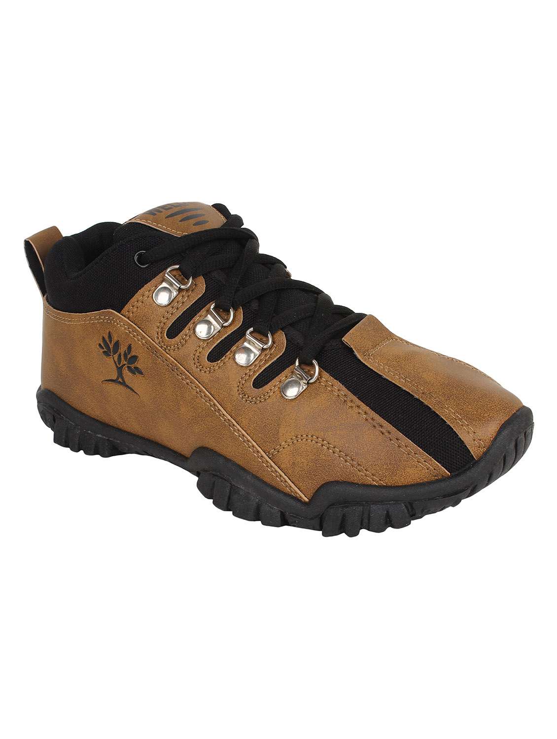 brown leatherette lace up shoe